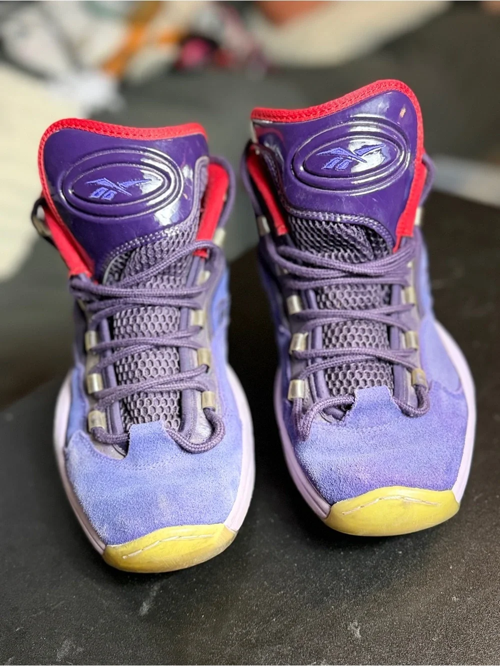 Reebok Men's Purple and Red High-Top Athletic Basketball Shoes
